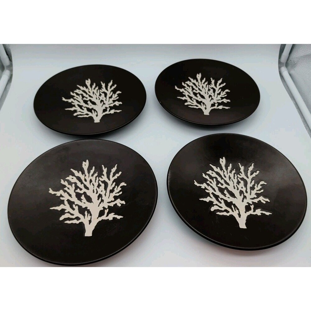Z Gallerie Salad Plates Brown Coral Branches Set Of 4 Ocean Beach Salt Water